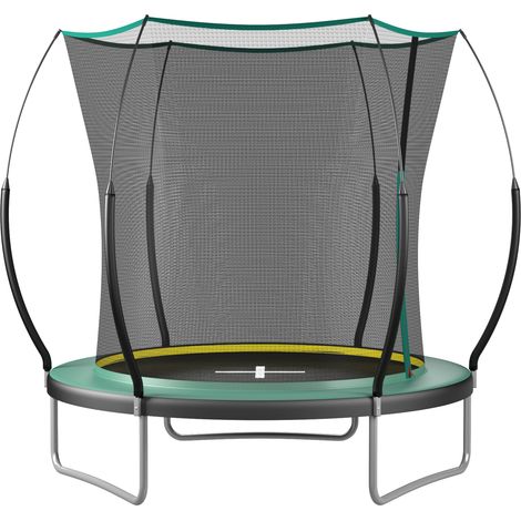 Trampolín de jardín con red de seguridad sin costuras de 183 cm, verde, acero (1/5)