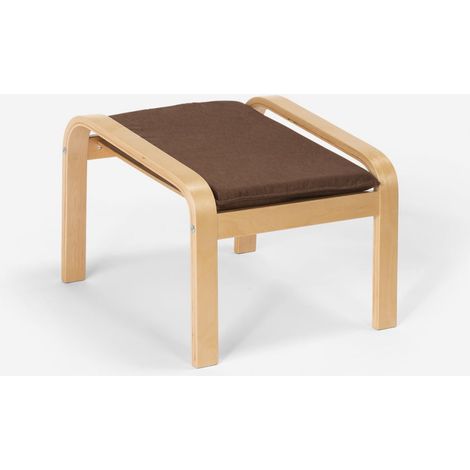 Hocker Nordisches Design Pouf Fußhocker aus Stoff mit Holzbeinen Sylt - Braun