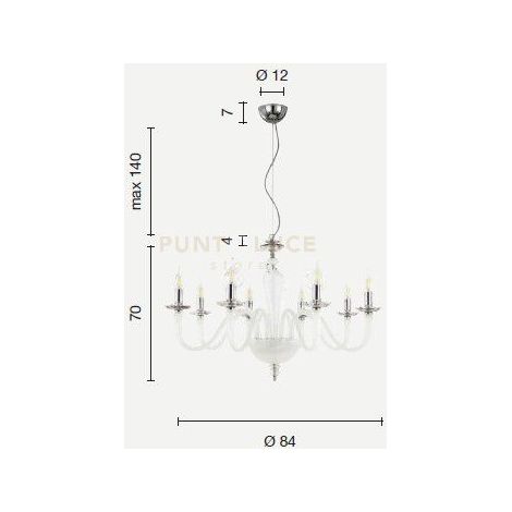 LAMPADARIO DEBUSSY 8 LUCI OTTANIO E CROMO ATTACCO E14 D.84CM