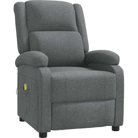 Sillón de masaje de tela gris oscuro vidaXL