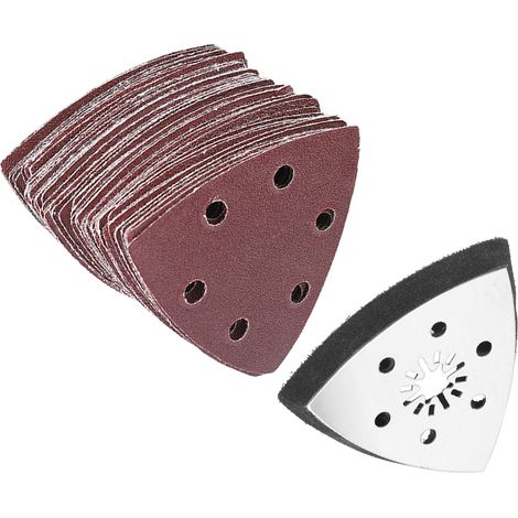 61 pièces disque de ponçage triangulaire 90mm 6 trous pour outil oscillant multi-usages (1/5)