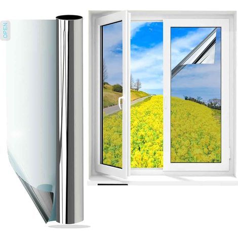 1 Rolle Spiegelfolie für Fenster, 90 % Wärmedämmung, Sichtschutz, reflektierender PET-Kleber, für Zuhause und Büro (1/5)