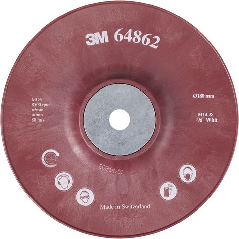 3M Hochleistungsstützteller ø 180mm Aufnahme M14 - Stützteller für Winkelschleifer, rot gerippt, 1 Stück (1/3)