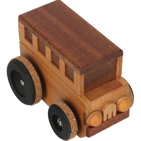 Boîte à musique miniature en bois de hêtre massif en forme de bus, idéale comme objet de décoration ou cadeau pour la fête des enfants, Noël ou un anniversaire. (1/5)