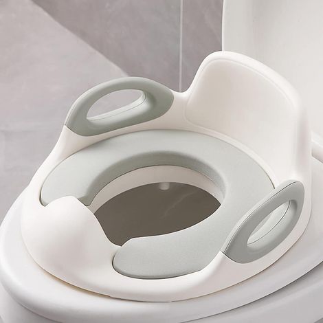 Siège de toilette pour enfant de 12 mois à 7 ans - Siège de toilette antidérapant - Poignée et protection anti-éclaboussures - Blanc (1/5)