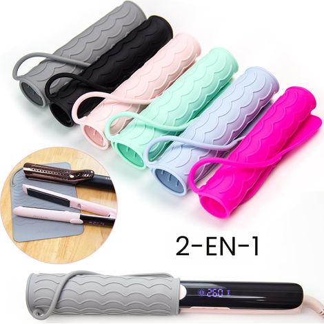 Coussinet lisseur résistant à la chaleur, coussinet lisseur de voyage en silicone, pochette de rangement pour outils de coiffure, dimensions : 23 cm x 17 cm (1/3)
