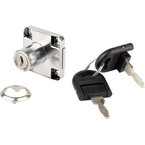 Cyclingcolors – Serrure à pêne dormant acier chromé – 2 clés pliantes coudées 90° – Gâche cylindre à paillettes – Axe 25,7 mm pour meubles (1/2)