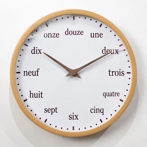Horloge murale ronde 30 cm cadre bois naturel fond blanc réf 3598 31 × 31 × 4,6 cm 600 g – Livraison gratuite