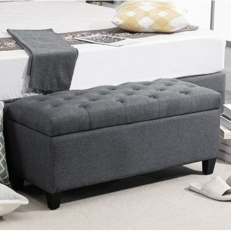 Gepolsterte Sitzbank mit Stauraum 100 x 40 x 44 cm Dunkelgrau (1/5)
