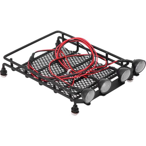 Porte-bagages de toit rond avec lumières LED pour voiture RC Axial SCX10 1/10 (2 blanches, 2 rouges) (1/5)