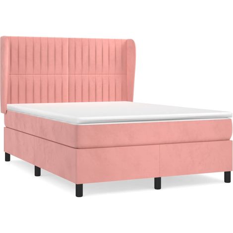 Maison Exclusive - Cama box spring con colchón terciopelo rosa 14