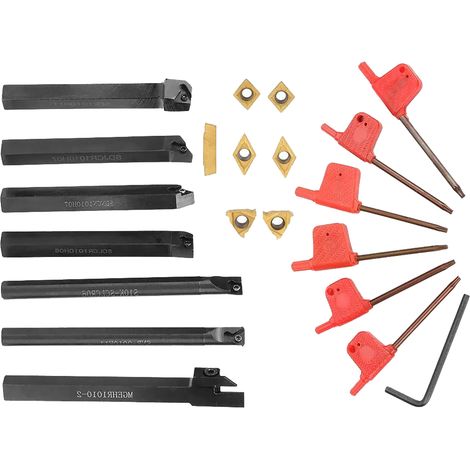 Lot de 7 Porte-Outils de Tour à Aléser, Queue Mini T8, Barre de Tournage avec Inserts (1/5)