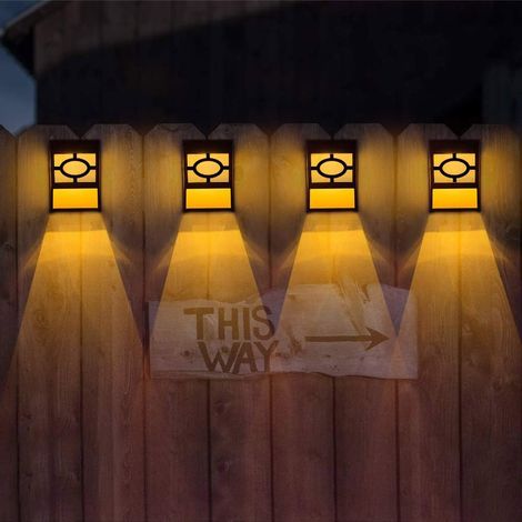 Lot de 4 décorations de clôture étanches pour clôture/mur/marche/extérieur lumières de Noël LED lumières solaires