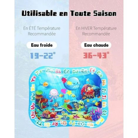 Tapis d'Eau Bébé XXL 95x76cm, Tapis Gonflable Sensoriel d'Éveil pour Jouets, pour Bébés de 3 à 12 Mois