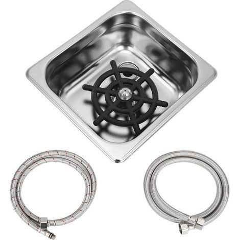 Lave Verre, G1/2 Rince Verre Evier Automatique, Nettoyeur de Tasses en Acier Inoxydable Avec Tuyau, Accessoire pour Évier, pour Bar Pub Café Restaurant (1/5)