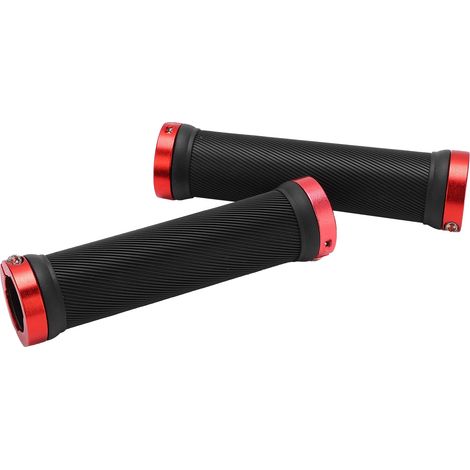 Lot de 2 poignées de vélo antidérapantes en caoutchouc avec revêtement en plastique pour guidon de vélo de route/VTT de 22 mm (rouge) (1/5)