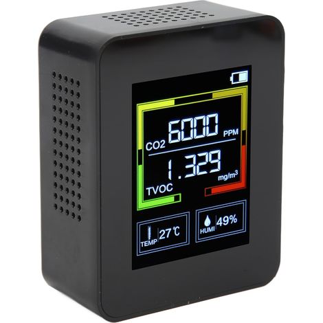 ZNAZ2CO2 CO2-Detektor, 4-in-1 Smart-Luftqualitätsmonitor, VOC-Messung, tragbares Thermometer und Hygrometer, Schwarz. (1/5)