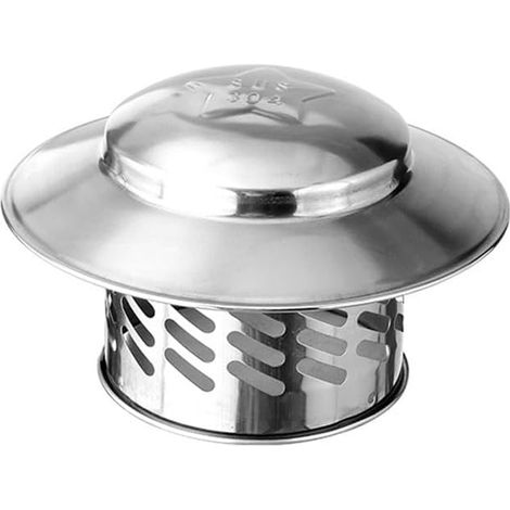 Capuchon de cheminée en acier inoxydable - Capuchon de protection contre la pluie - Hotte d'échappement pour tuyaux de toit, tuyaux de cheminée (80 mm) (1/5)