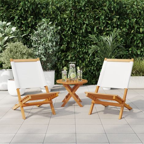 Gartenstühle Set von 2 cremaweiß Akazienholz Stoff
