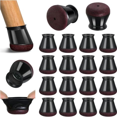 Chair Leg Protectors, Silicone Chair Pads with Thickened Felt, 16 Pieces Black Small Chair Pads Floor Protectors, Reduce Scratches (1/5)