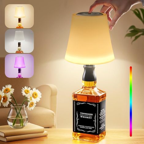 Kabellose Flaschenlampe mit Touch-Steuerung, drei einstellbaren Farbtemperaturen, RGB-LED-Tischleuchte, USB-C-aufladbarem Lampenschirm und IP54-Wasserschutz – ideal für Restaurant, Schlafzimmer, Café  (1/5)