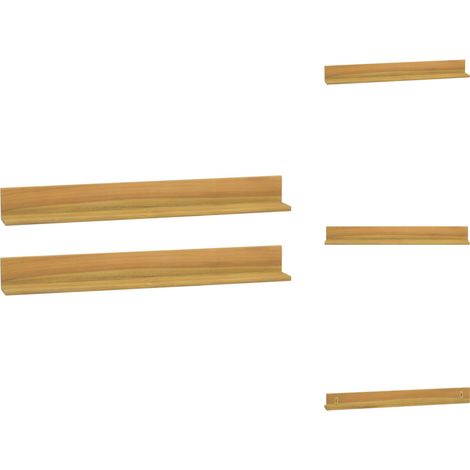 Étagères murales 2 pcs 90x10x10 cm Bois de teck massif - Etagere Murale - Etageres Murales - Rangement Mural - Decoration Murale - Bois De Teck (1/5)