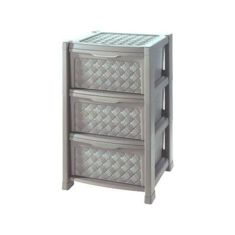 Tontarelli Cassettiera Arianna 3 Cassetti effetto rattan 39x39x63,5 cm colore Talpa