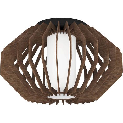 Plafond rusticaria bois, brun verre, blanc e27 1x40w h: 27,5 cm Ø45 cm dimmable (1/4)