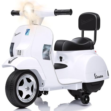 GARVEE Elektro-Motorrad für Kinder, 6V Kinder-Elektroauto mit 3 Rädern, Musik & Scheinwerfer, langsamer Sanftanlauf, 3 km/h Maximalgeschwindigkeit, ideales Geschenk für 2-5 Jahren, Weiß (1/5)