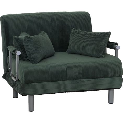 Poltrona letto HHG-702, pieghevole Divano letto, superficie riposo 190x100cm, tessuto a coste (330 g/m²), verde