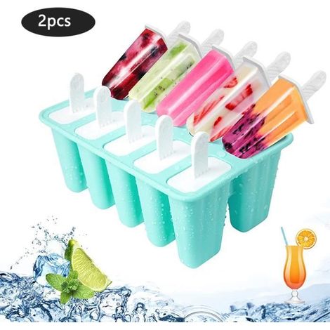 Moule Glace Silicone, Moule a Glace Sans BPA Moule Glacon Silicone avec Batonnet Glace Pliants Moule à Popsicle (1/4)