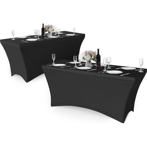 2er Pack Stretch-Tischdecke 6ft Schwarz für Partys & Events (1/5)