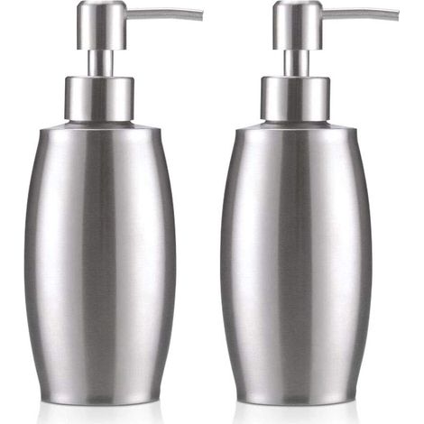 Seifenspender, 350ML Edelstahl Spender für Flüssigseife, Badezimmer Flüssigseifen Lotionspender Flüssigseifenspender für die Küchenspüle, Desinfektionsmittel, Bad (2 PCS) (1/5)