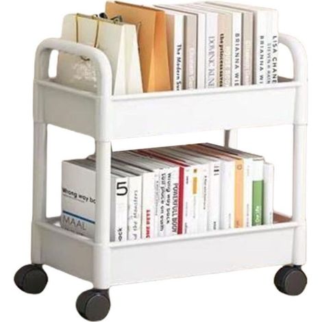 Chariot de rangement à 2 niveaux - Pour la cuisine, la salle de bain, les cosmétiques, le bureau - Blanc (1/4)