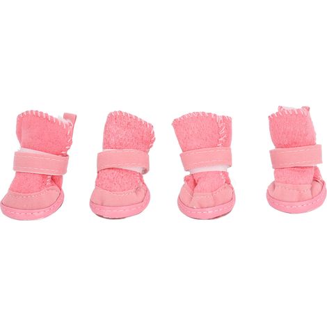 4 pièces bottes pour animaux de compagnie chaud doux prévenir le glissement léger réglable chat chien chaussons de neige pour Chihuahua Bichon Schnauzer Roseate taille 2 (1/5)