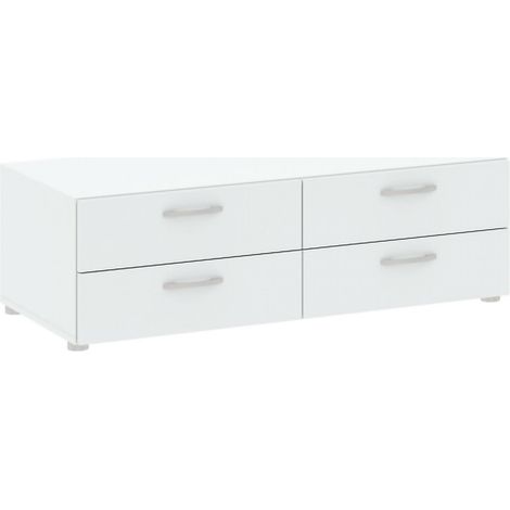 Dmora - Cassettiera Waterford, Settimino multiuso, Comò camera da letto, Mobile con cassetti, 111x52 h35 cm, Bianco (1/5)