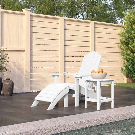 Chaise de Jardin Adirondack avec Repose-Pied et Table Basse en PEHD Blanc 3 pcs - PANGIVO (1/5)