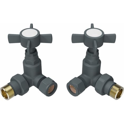 Traditional Cross Head Anthracite Corner Valves for Heated Towel Rail Radiator (1/3)