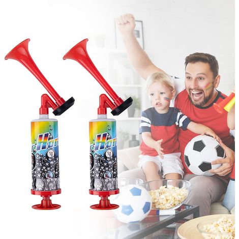 Corne de Brume Super Fort à Main, Trompette Supporter Air Portable, Tambour Supporter Réutilisable, Klaxon Musicaux Portable pour Coupe du Monde Football Match et Fête (Rouge) (1/5)