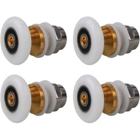 Lot de 4 roulettes pour cabine de douche, roulettes pour porte coulissante, roulettes pour cabine de douche 25 mm, accessoires de salle de bain (1/4)