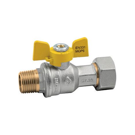 Valvola a Sfera Gas Maschio Dado Mobile Farfalla Bugat 1/2 x 3/4