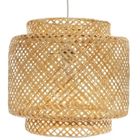 WELLHOME Lámpara de Techo Colgante Ø40x38 cm de bambú