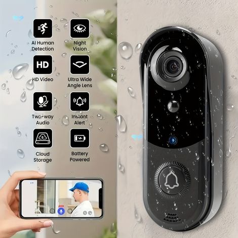 1080p-Videolautsprecher ohne monatliche Gebühren, Nachtsicht, Bewegungserkennung und Zwei-Wege-Audio.