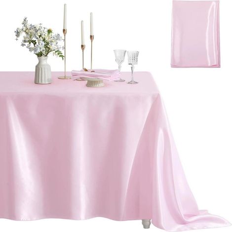 Satin-Tischdecke rechteckig 152x213cm Rosa für Hochzeiten, Partys, Bankette