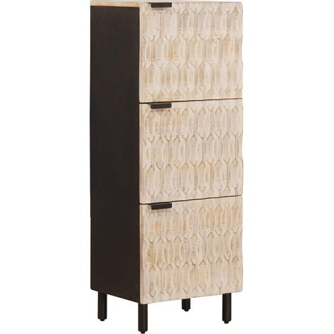 vidaXL  Highboard  White Wash Finish 40 x 33 x 110 cm Solid Mango Wood