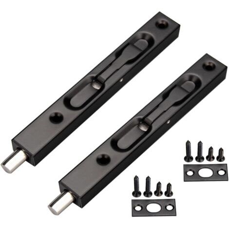 Boulon de porte de 6 pouces verrou coulissant de porte Verrouillage de porte Verrouillage de sécurité avec ressort solide (2 pièces)