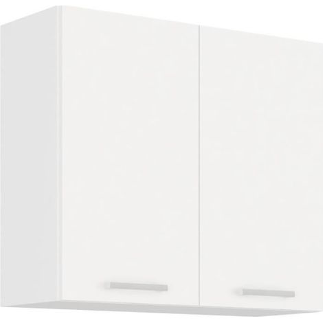ATLAS Meuble haut 2 portes battantes - Décor blanc - L80 x P31 x H72 (1/5)