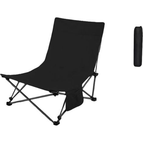 Chaise de Camping Fauteuil de Pêche Pliable avec Poche de Rangement, ave Sac de Transport , Charge 150 kg, Noir (1/4)