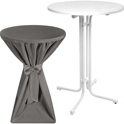 Outdoor Stehtisch Sylt, klappbar, Ø70cm, Grau, mit Husse