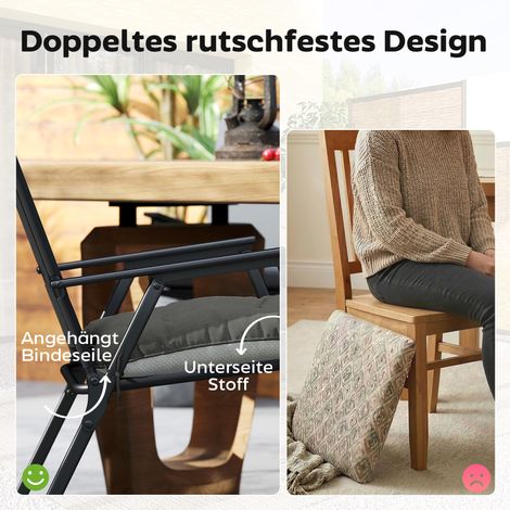 Lot de 4 coussins de chaise 39,5x39,5x10 cm, antidérapants avec liens, pour salon et terrasse (1/4)